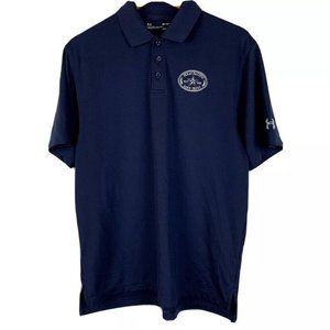 Under Armour Mens Size Medium Short Sleeve Golf Polo Shirt Dark Blue Texas Logo